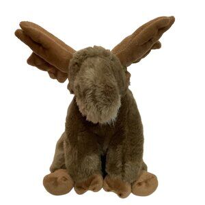 Vtg Brown Moose Elk Plush Stuffed Animal Large Antlers Soft Toy 15" Realistic